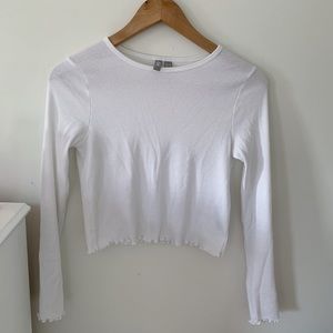 ASOS Petite Lettuce Hem Cropped Long Sleeve